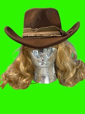 NWT Vintage Style Shapeable Adjustable Black/Brown Fedora/Cowgirl Hat Distressed